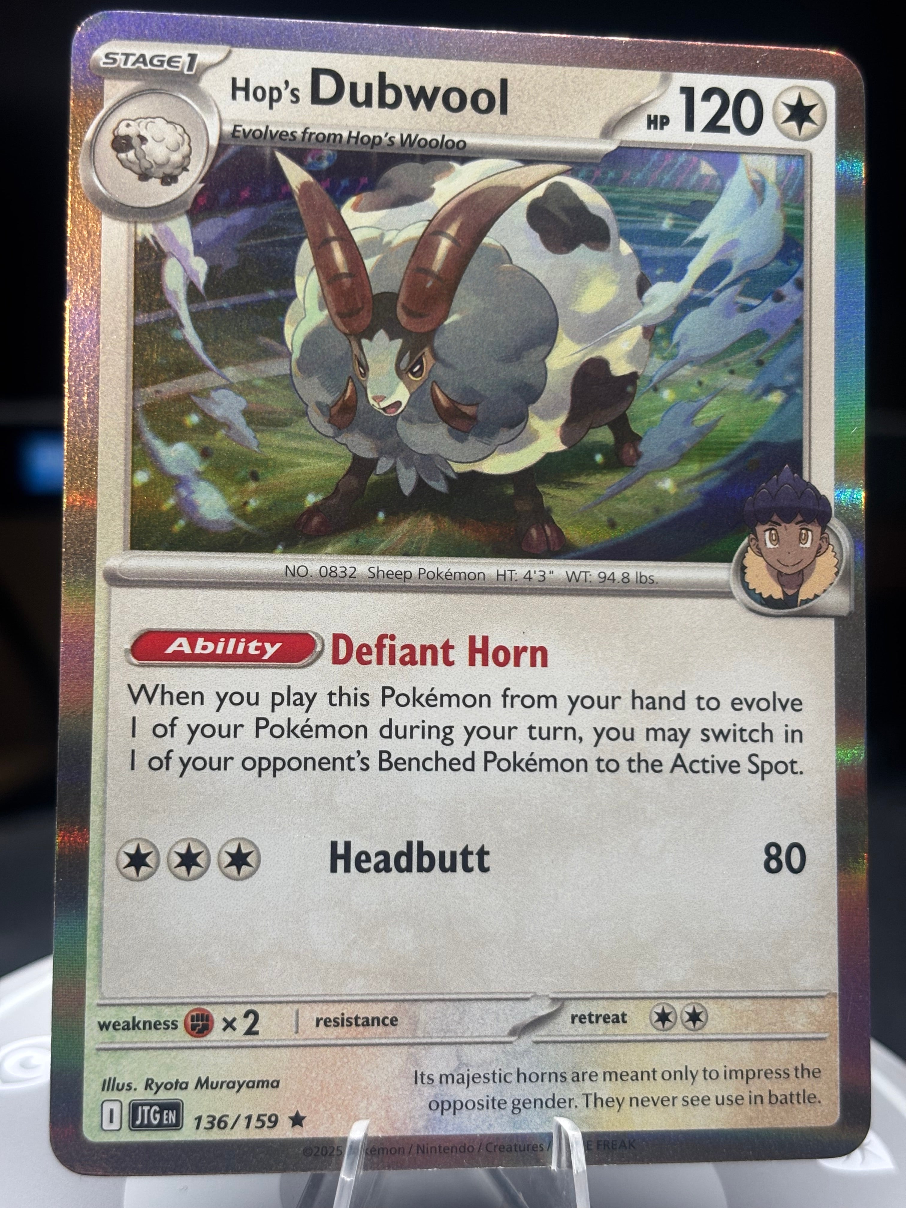 Hop's Dubwool 136/159 - Journey Together Pokemon Holo